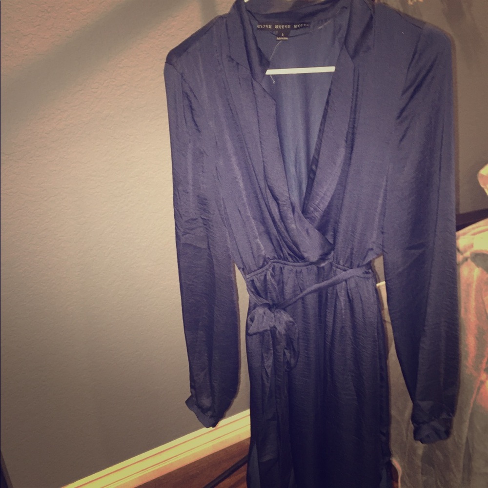 Navy blue satin dress